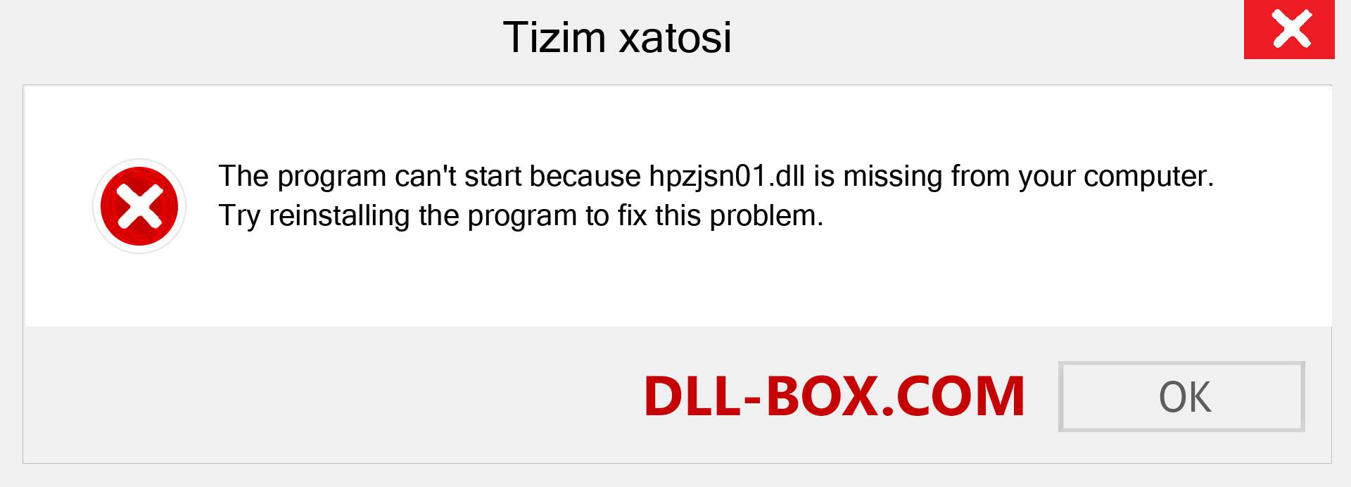 hpzjsn01.dll fayli yo'qolganmi?. Windows 7, 8, 10 uchun yuklab olish - Windowsda hpzjsn01 dll etishmayotgan xatoni tuzating, rasmlar, rasmlar